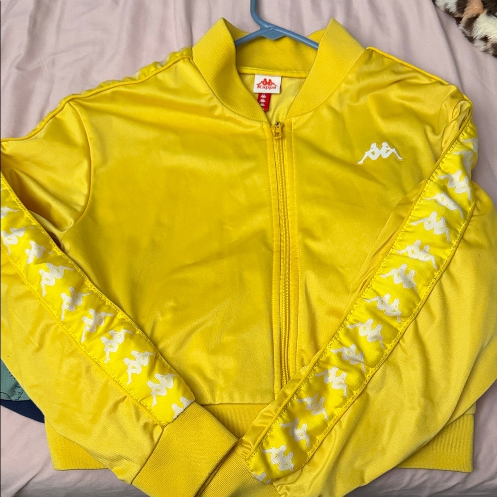 Kappa Cropped Yellow Zip Up Jacket
